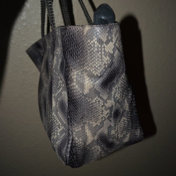 NWOT $2180 Nada Sawaya Brown Python Doulbe Handle Tote Handbag - Picture 2 of 8